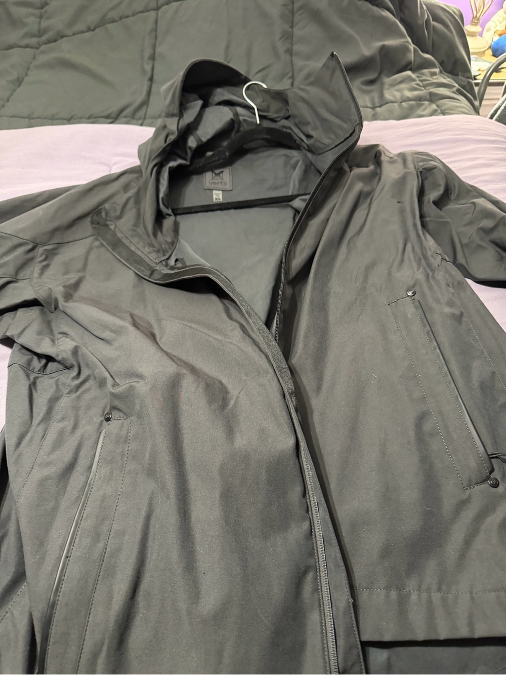 Men's Vertx  Black Hooded Raincoat - Classic Waterproof Shell